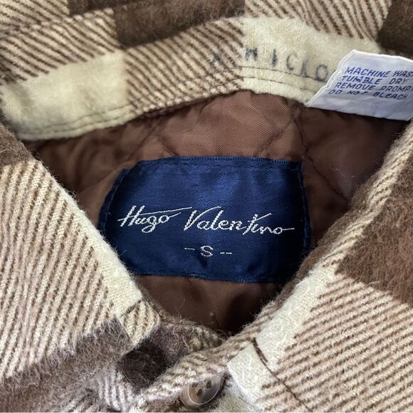 Hugo Valentino Buffalo Plaid Collared Button Down Shacket Brown/Cream (Small) - Picture 4 of 8